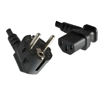 Võrgukaabel CEE 7/7 90° C13 90° vasakule, 1mm², VDE, must, pikkus 3.00m